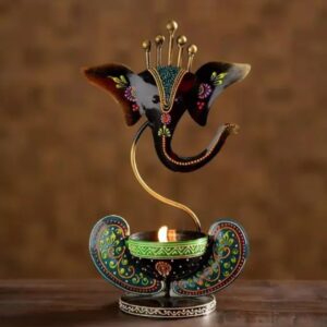 Handicrafy Iron Ganesha Showpiece Statue Idol Tea Light Holder